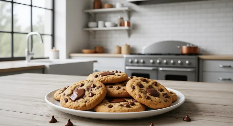 Cookies américains moelleux au chocolat sur assiette blanche - recette authentique"