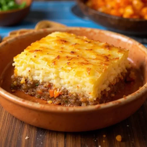 Hachis parmentier traditionnel français parfait avec purée dorée