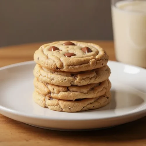 Cookies moelleux au chocolat comme à la Mie Caline empilés sur une assiette
